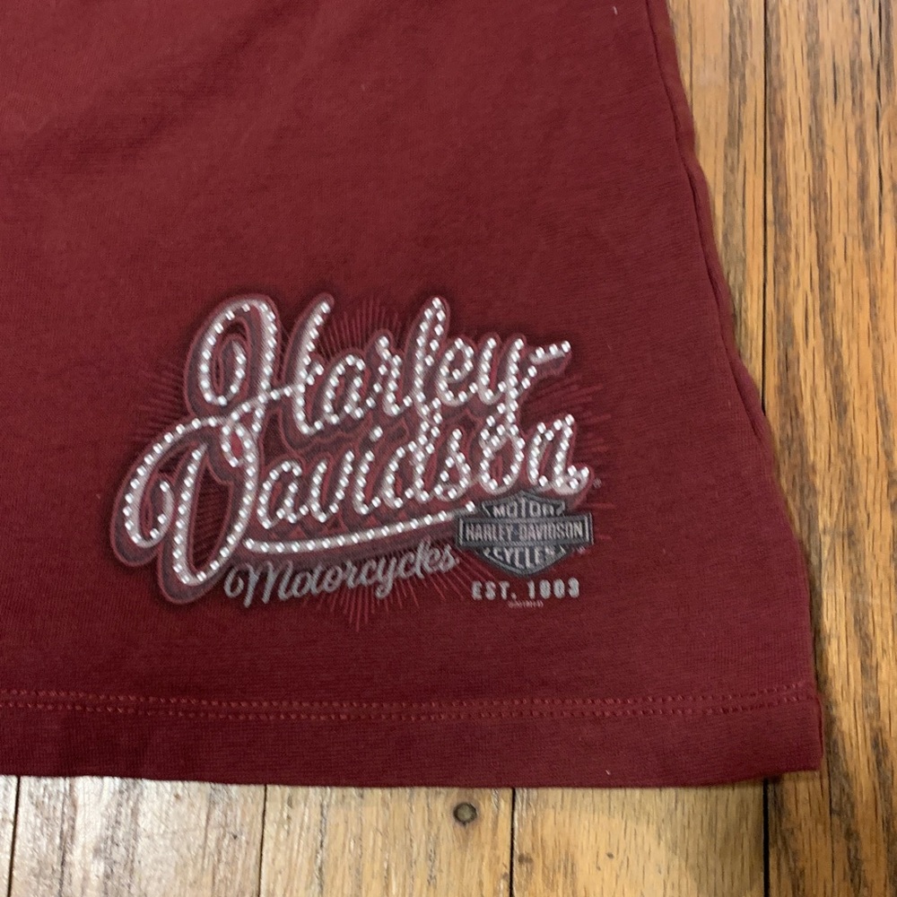 Harley-Davidson Biker Lace-Up V-Neck Tank Sleeveless Burgundy Spring Medium EUC